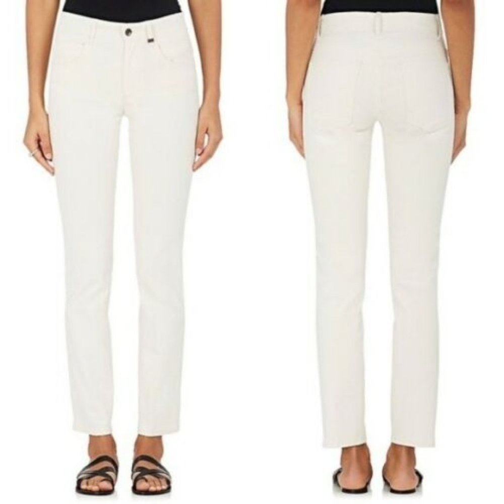 HELMUT LANG Ivory Creased Canvas Jeans Size 2 NEW